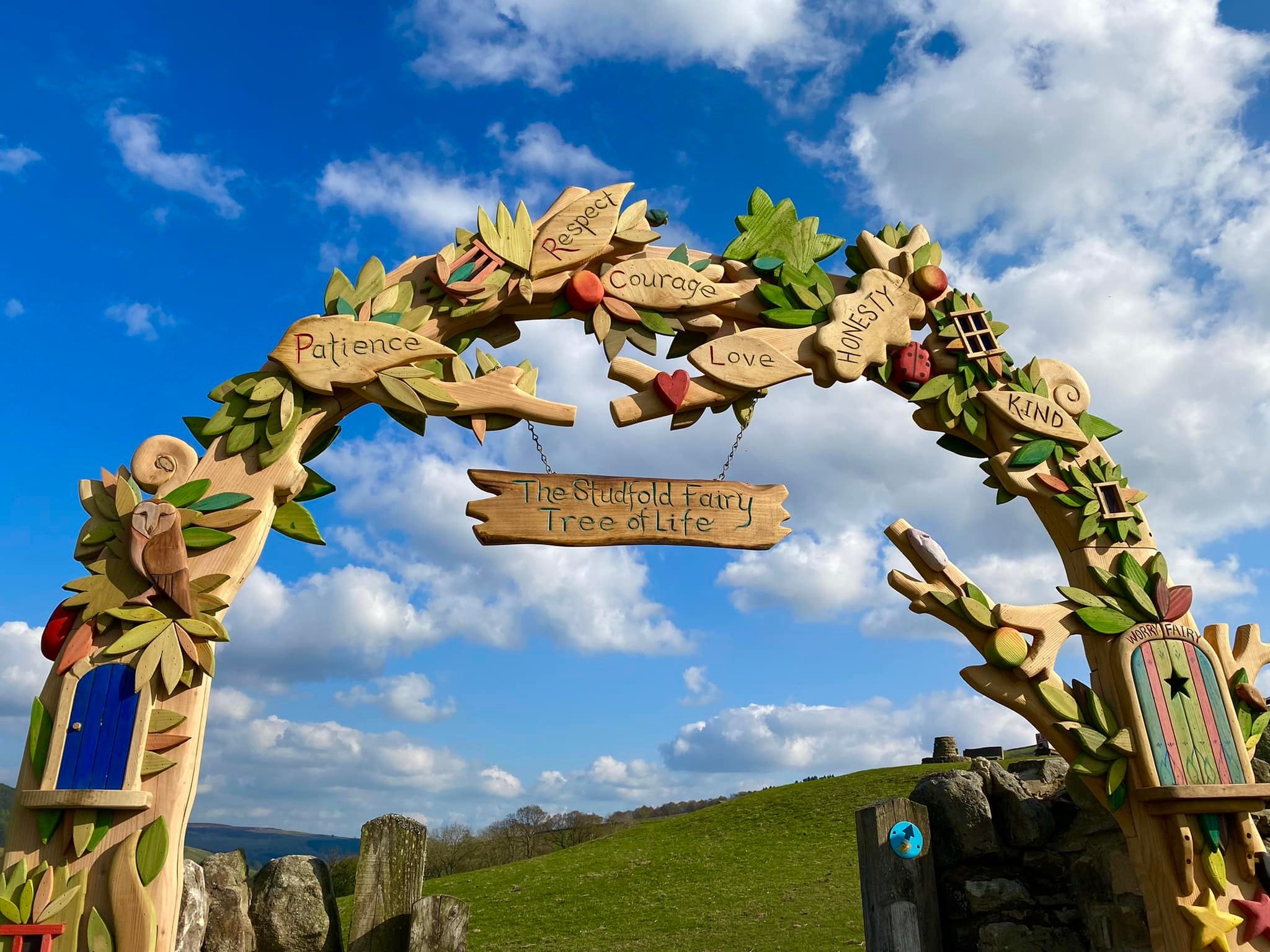 Studfold Fairy Tree of Life archway with blue sky background