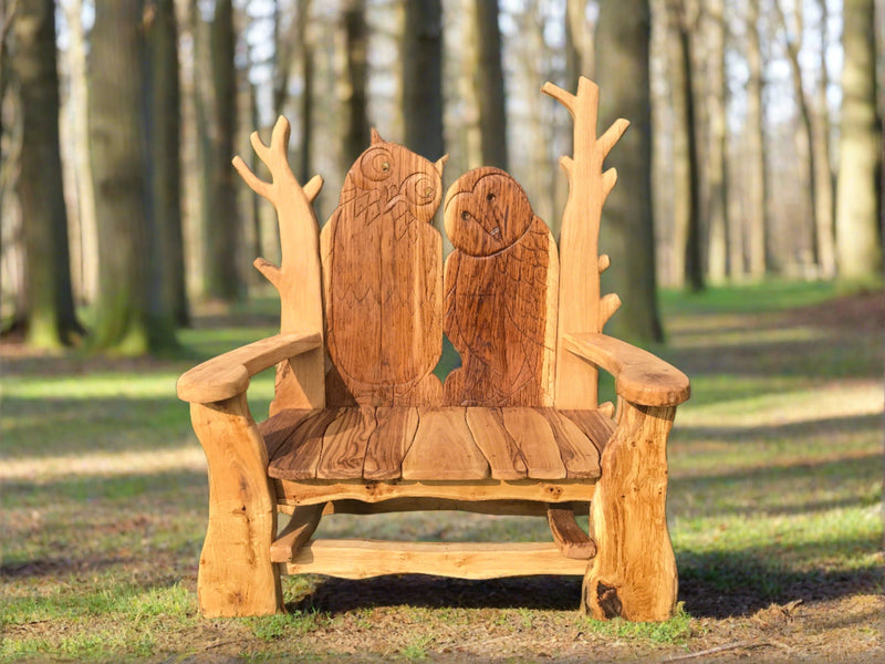 handcarved oak bench