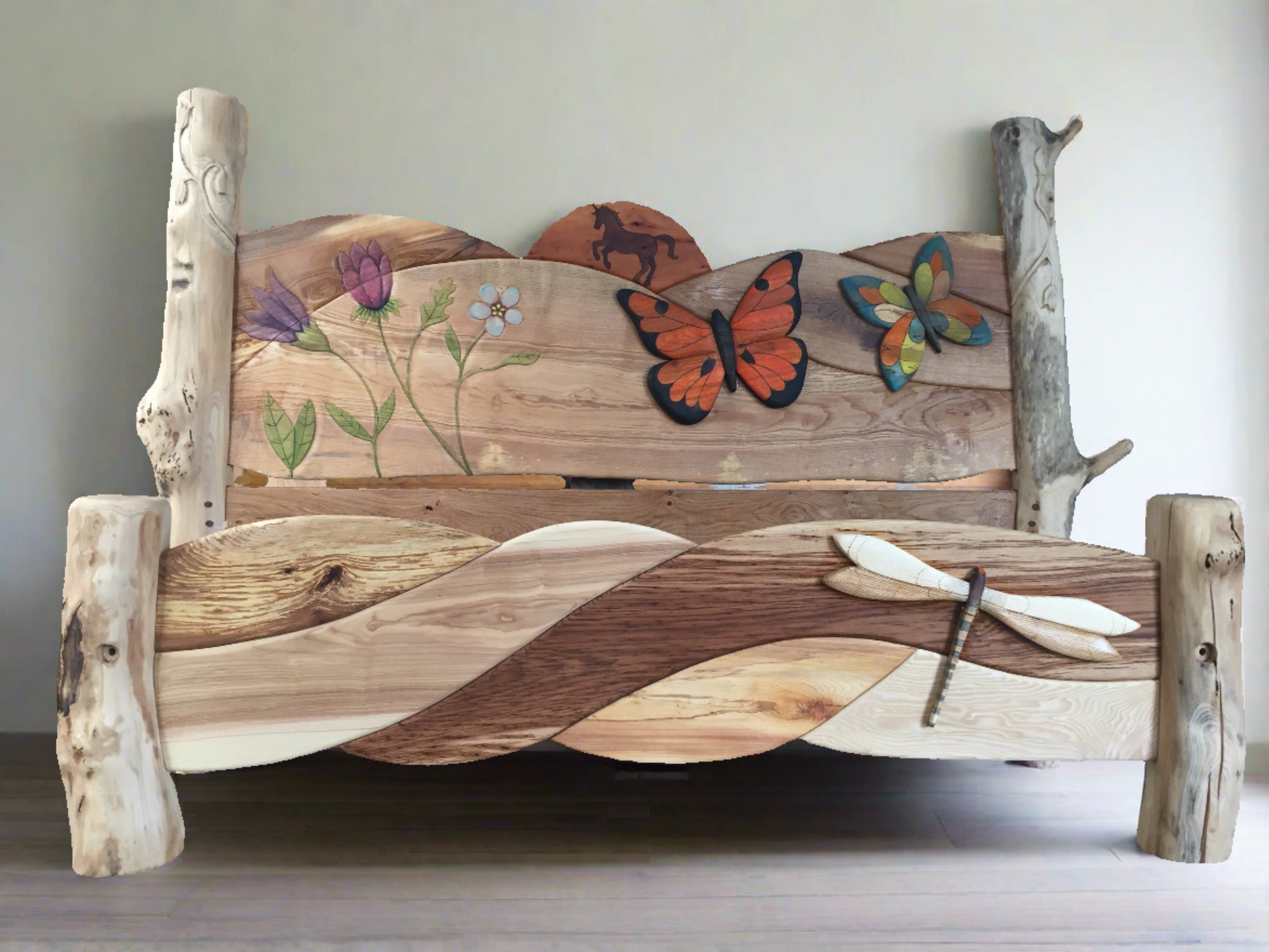 carved wooden personalised bed