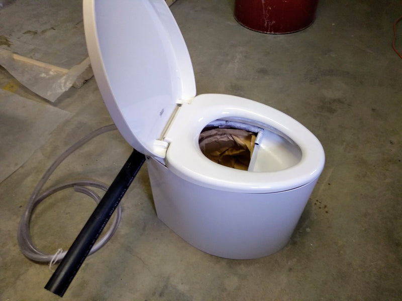 urine separator on compost toilet