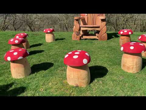 Mushroom stools around storytelling throne