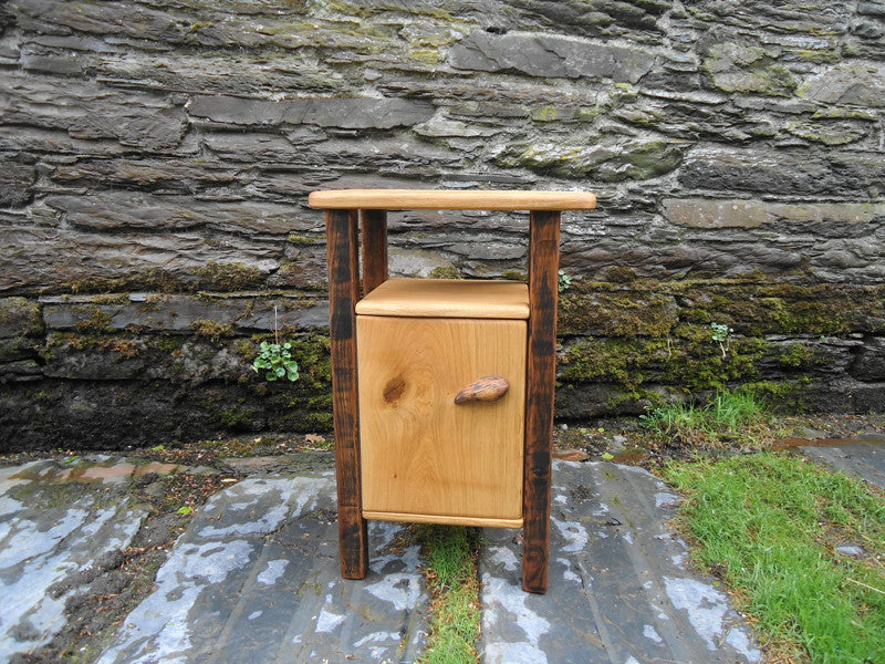 rustic bed side table front