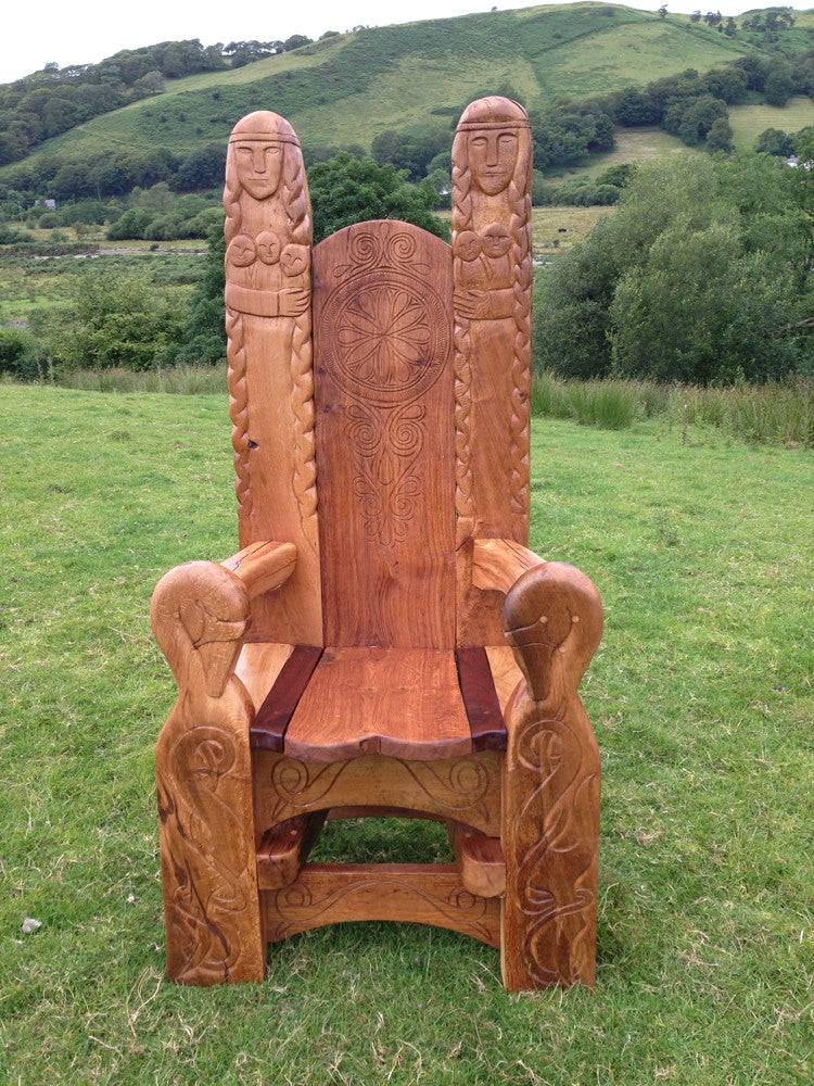 hand-carved-oak throne